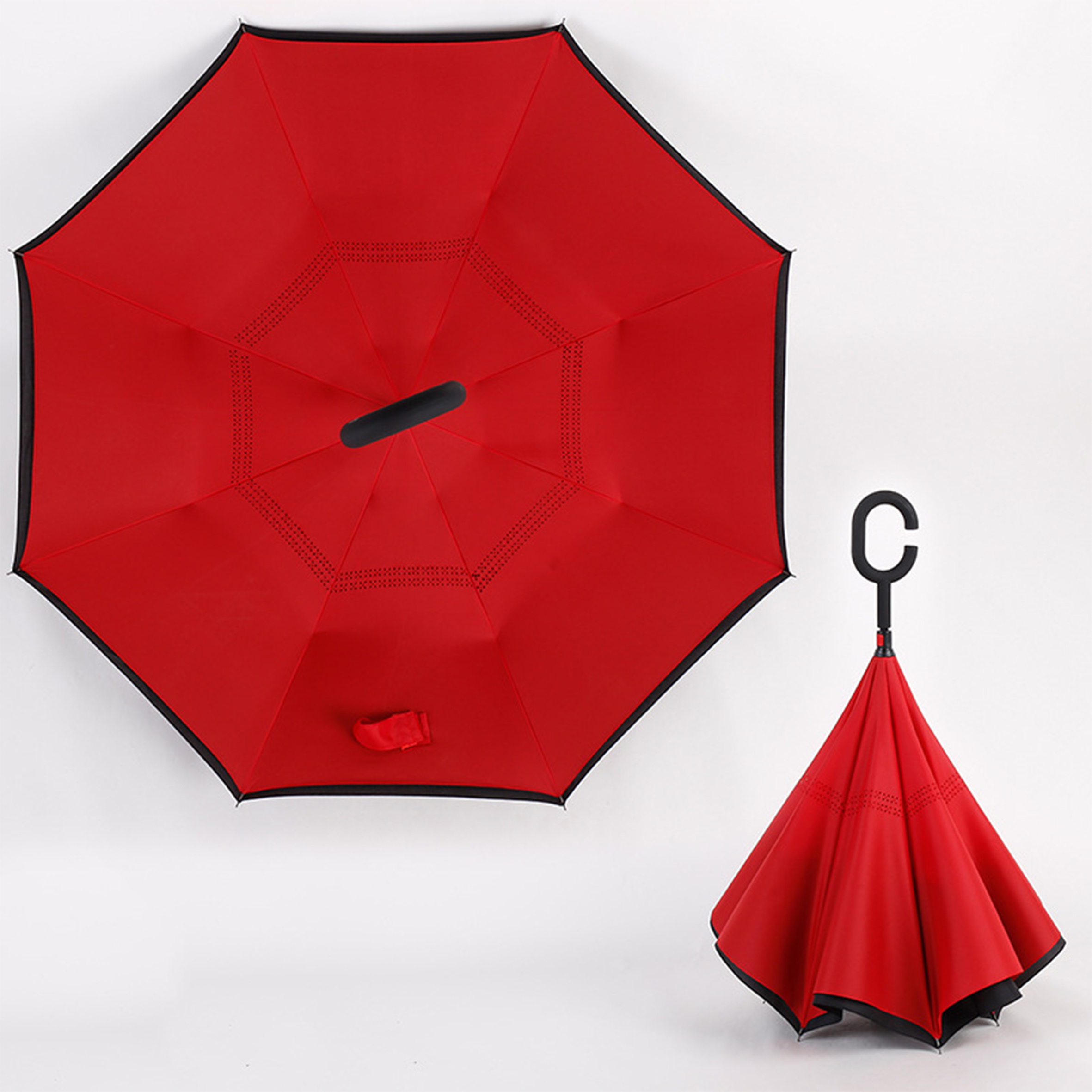 New Design Reverse Close Inverted Folding,Umbrellas 23 inch 8 ribs With Shoulder Strap Sleeve/