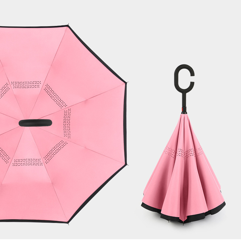 C Shaped Long Handle Reverse Umbrellas Can Stand With,Double Layer Breathable Umbrellas Reinforced With Wind Resistant Gift/