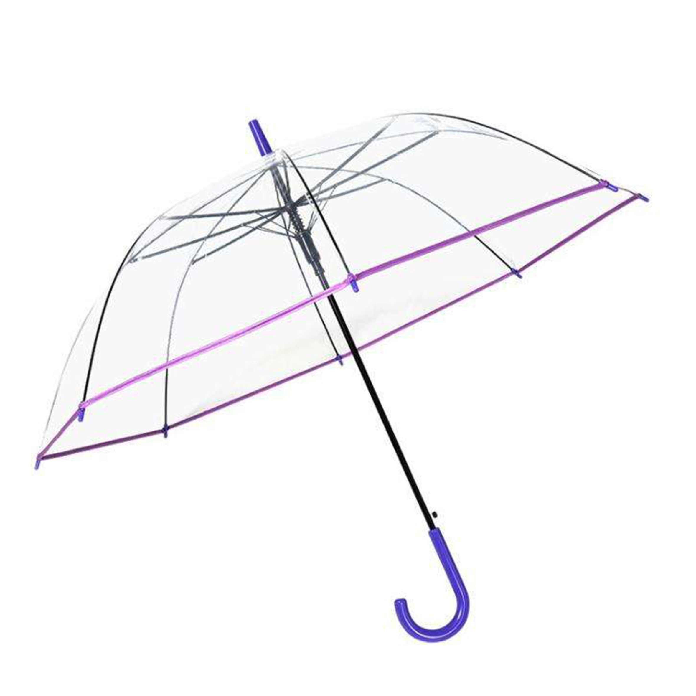 Seeing Through Fully Clear 14 Ribs Transparent Golf,Umbrellas for Girls with Black Handle/