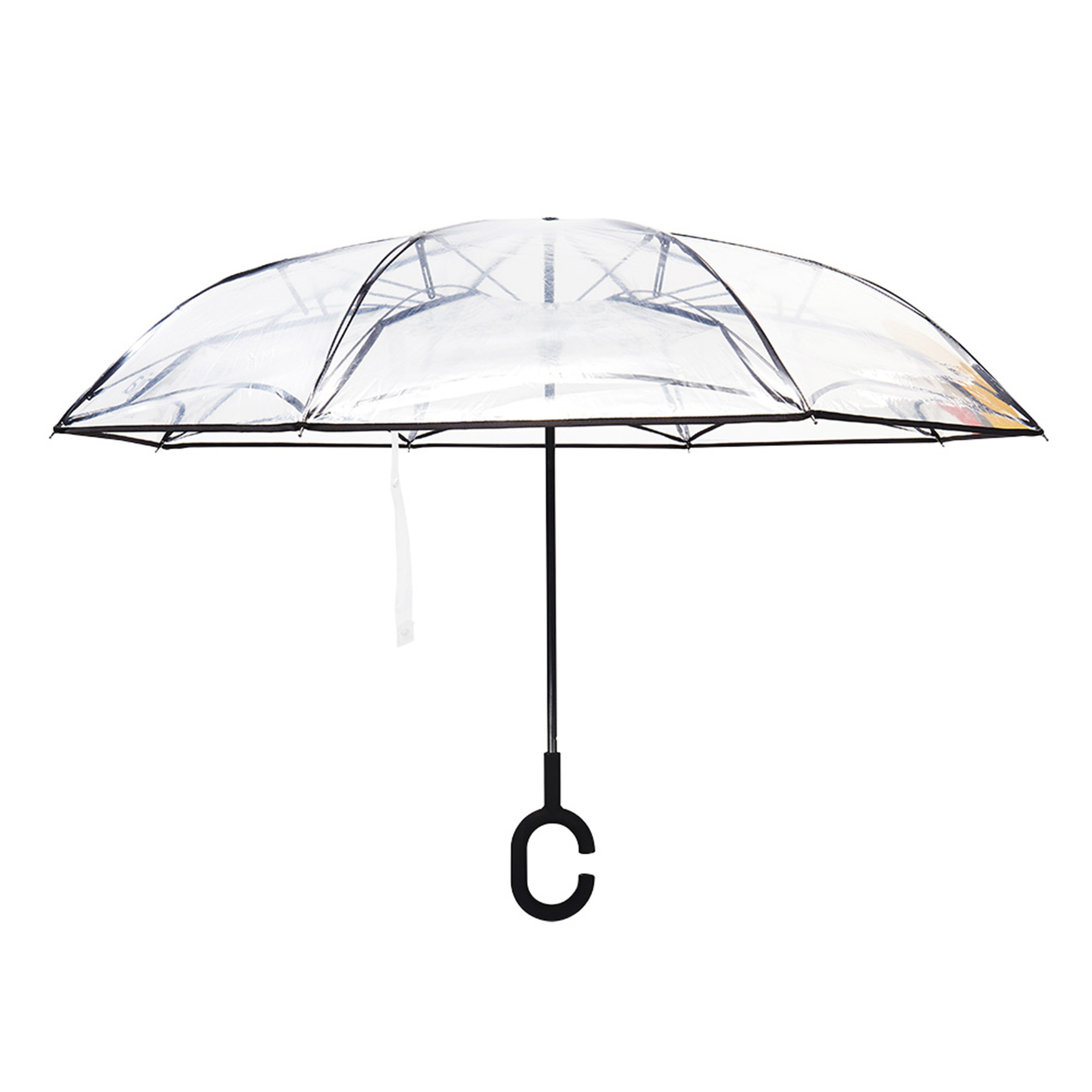 Seeing Through Fully Clear 14 Ribs Transparent Golf,Umbrellas for Girls with Black Handle/