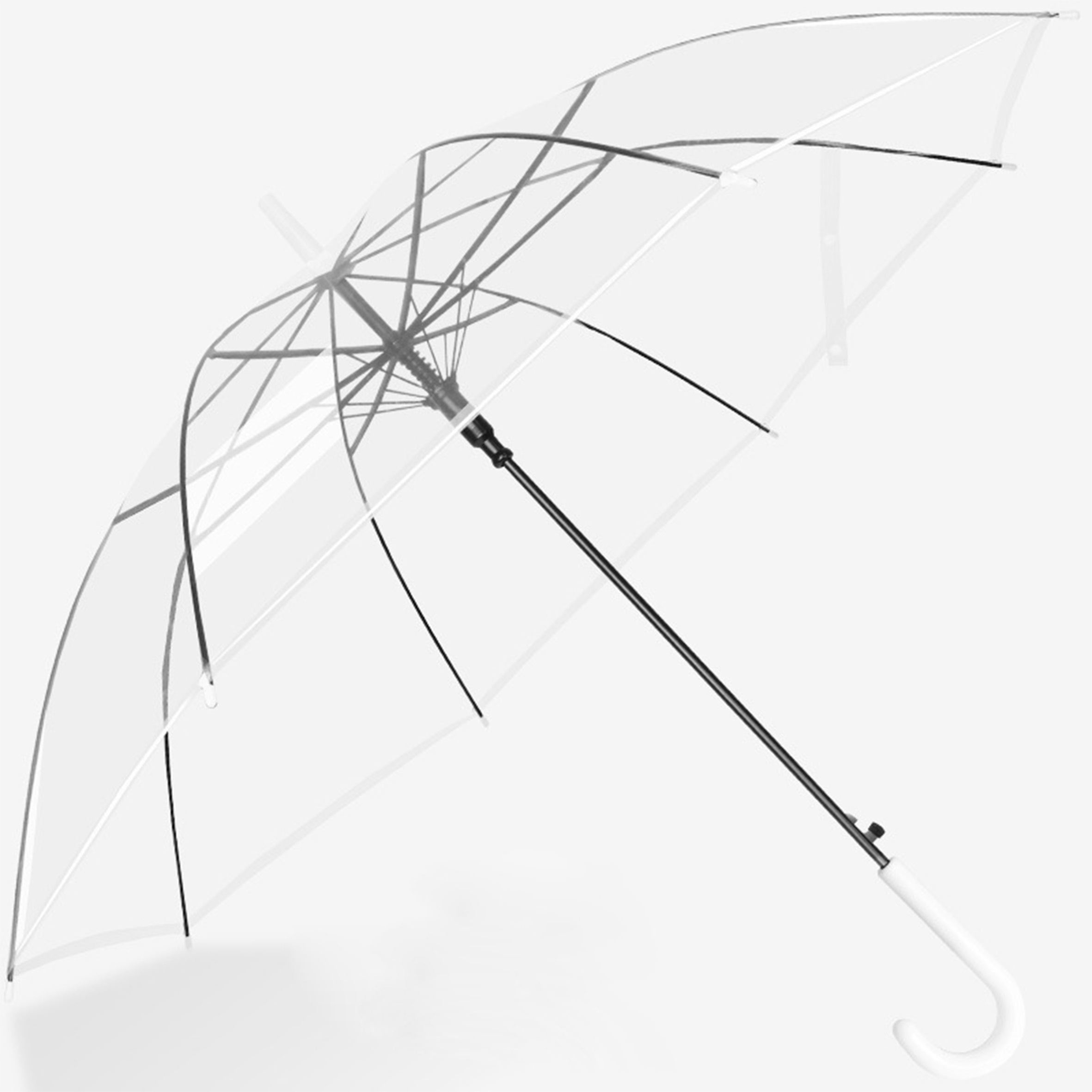 Wholesale Clear Transparent Cheap Promotional Print Acrylic Curved,Handle POE Umbrellas/