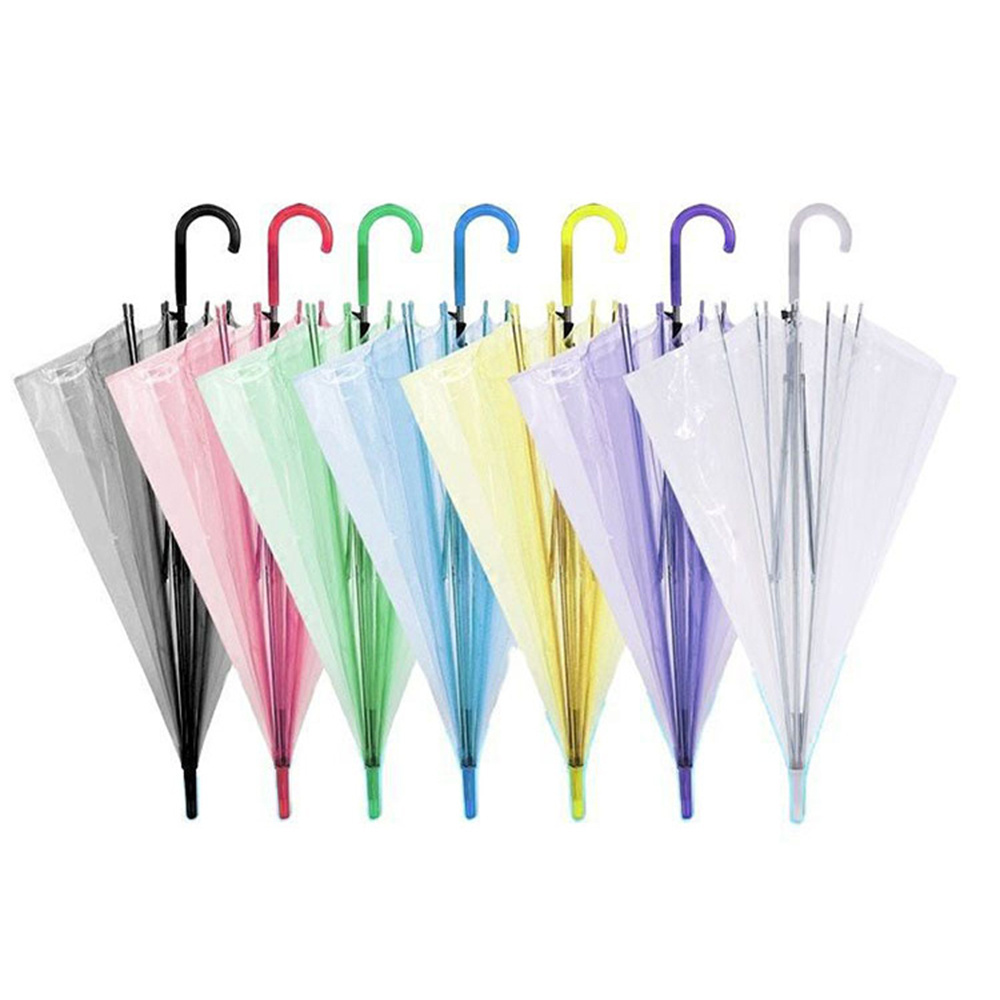 Colorful 90CM Adult PVC POE Clear Cheap Umbrellas,Promotional Print Transparent Umbrellas/