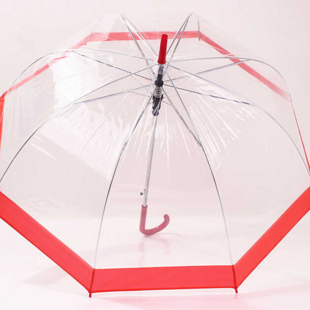 Disposable Long Handle Straight Stick Umbrellas with Custom,Logo Cheap Price Transparent Rain/