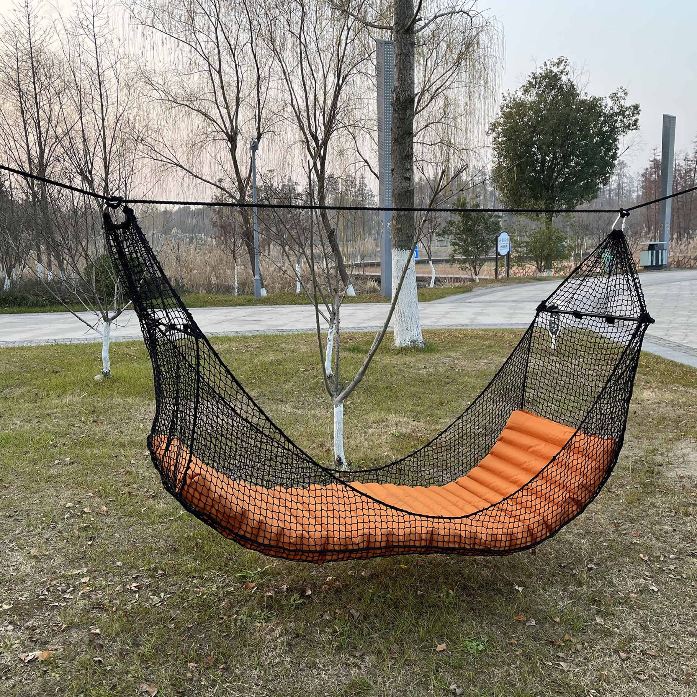 Custom logo print pattern cotton foldable canvas camping,foldable ultralight double bed outdoor hammock in a bag/