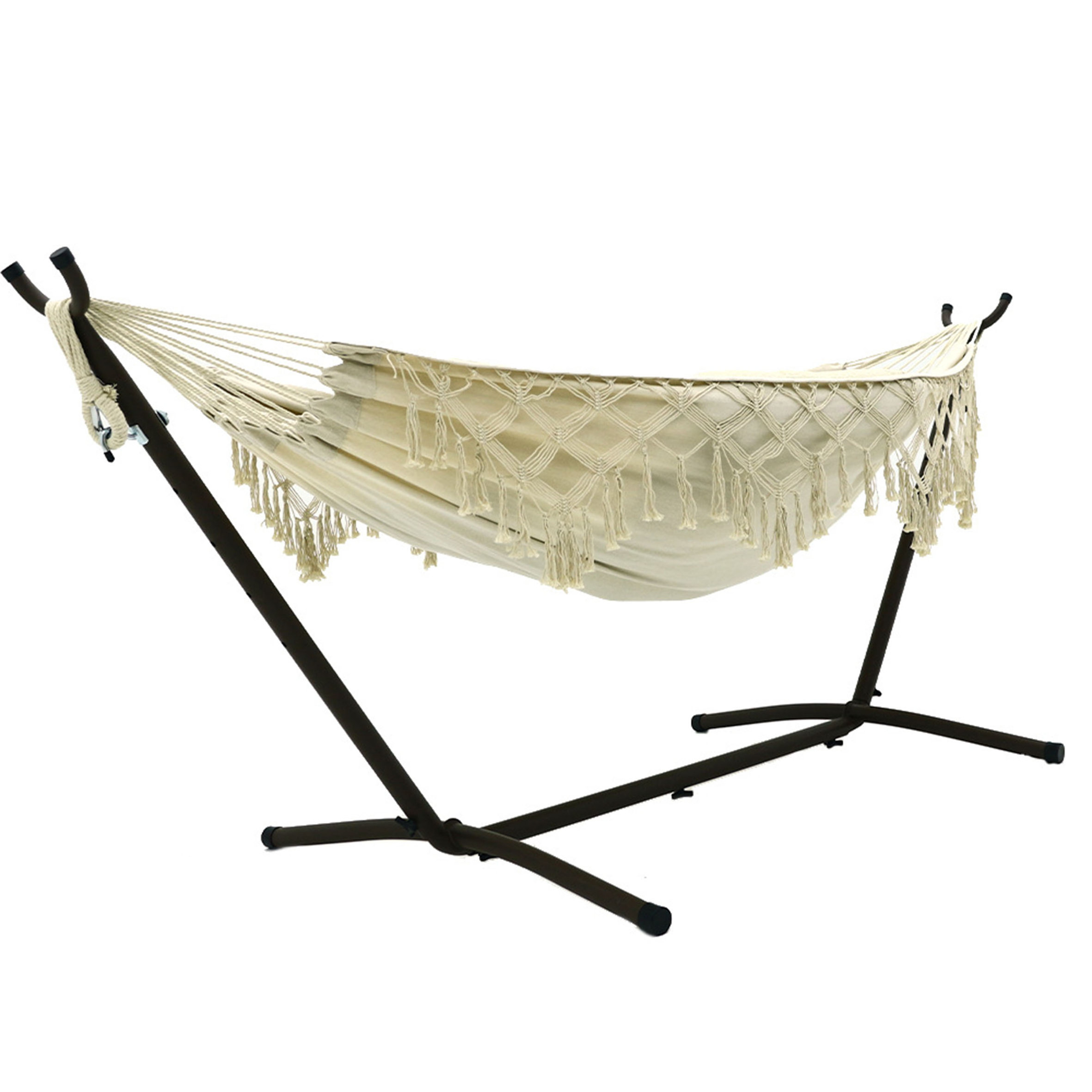 lay flat hammock chair stand tarp frame Cold,wreather double mini metal hammock stand macrame fruit head hammock for sale/