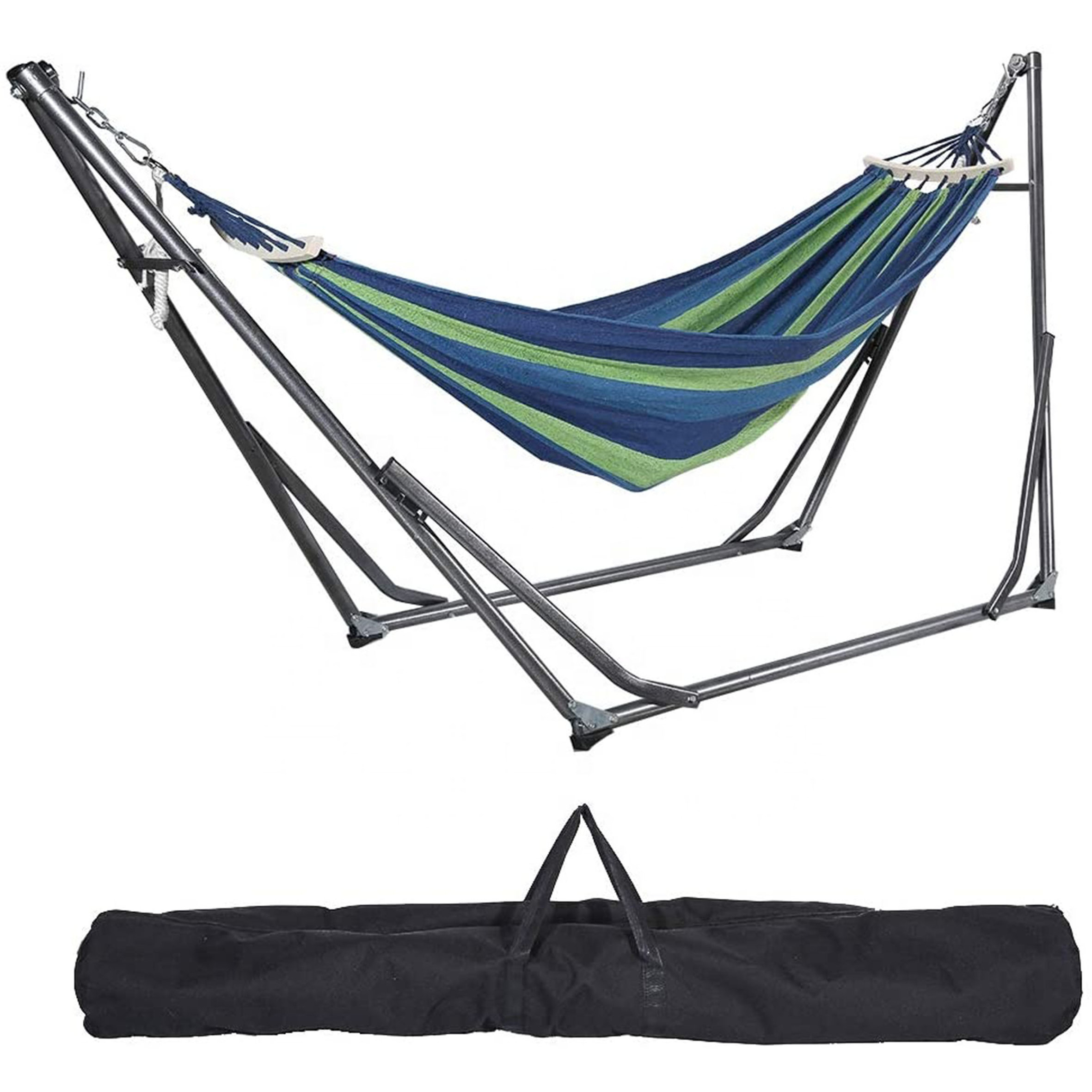 Cheap And Durable Double Hammock With Steel Stand,And Carry Bag Camping Hammock Stand Is 450 lb Capacity Hammock Swing/