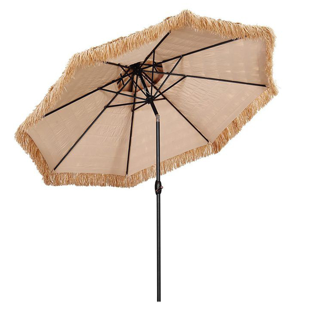 8FT Hawaiian Umbrellas Pool Patio Beach Umbrellas,Thatched Natural Color with PVC Carry Bag/