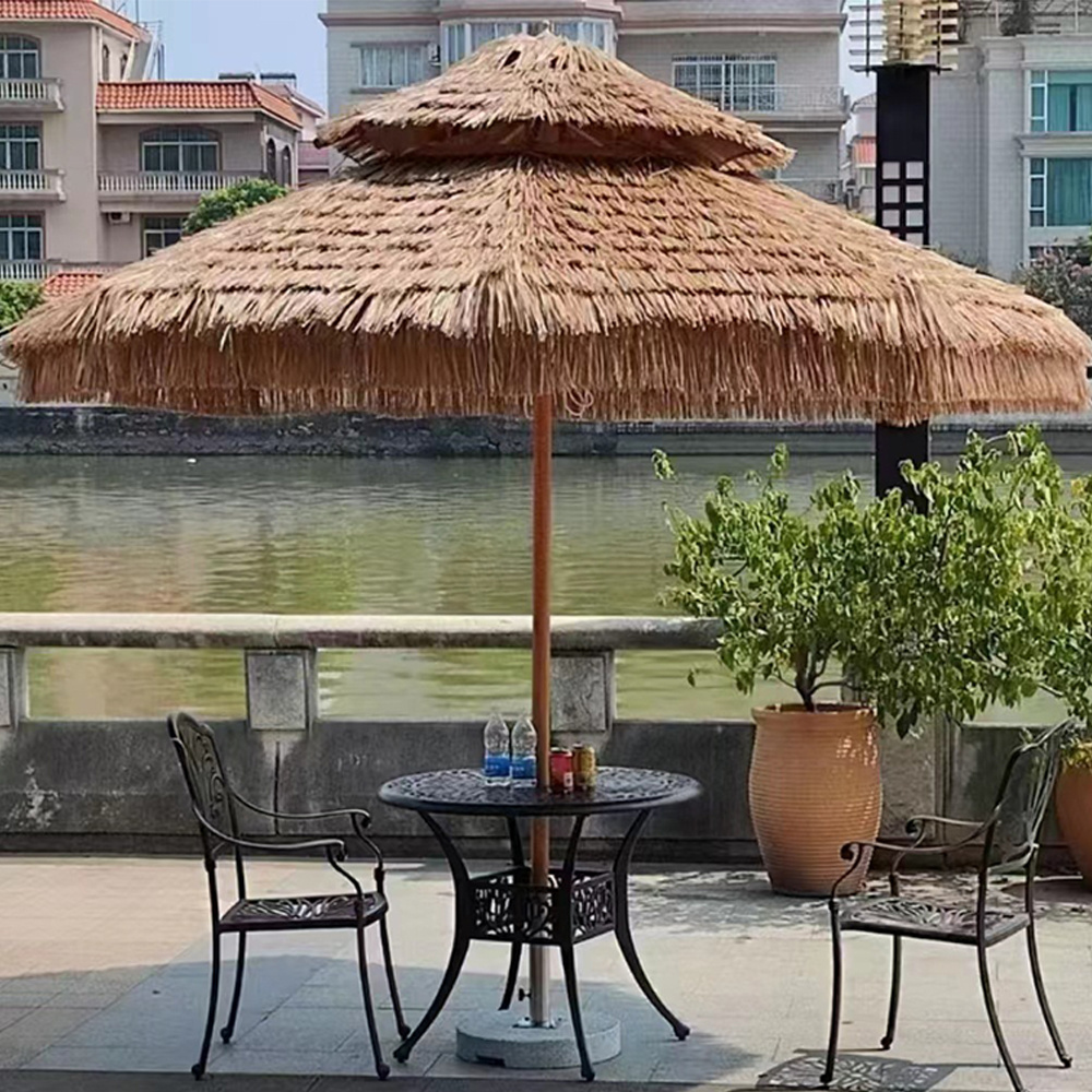 solar panel upf 50 rain sunshades beach,windproof modern beach Umbrellas with tassels furniture parasol thatch beach Umbrellas/