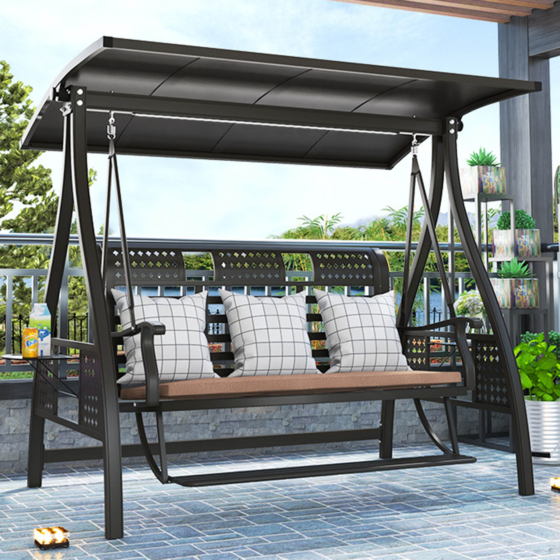 Balcony Furniture Outdoor Garden Swing Single Seat Aluminum Hanging,Chairs Outdoor Furniture Patio Swings/