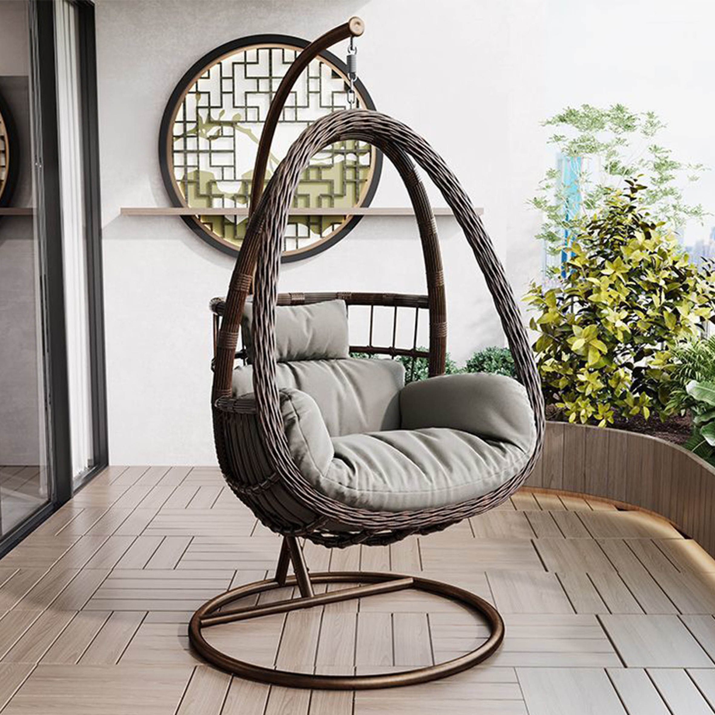 Outdoor acrylic egg chair swing hanging golden egg chair,garden single swings for patio glass hanging chair indoor furniture/