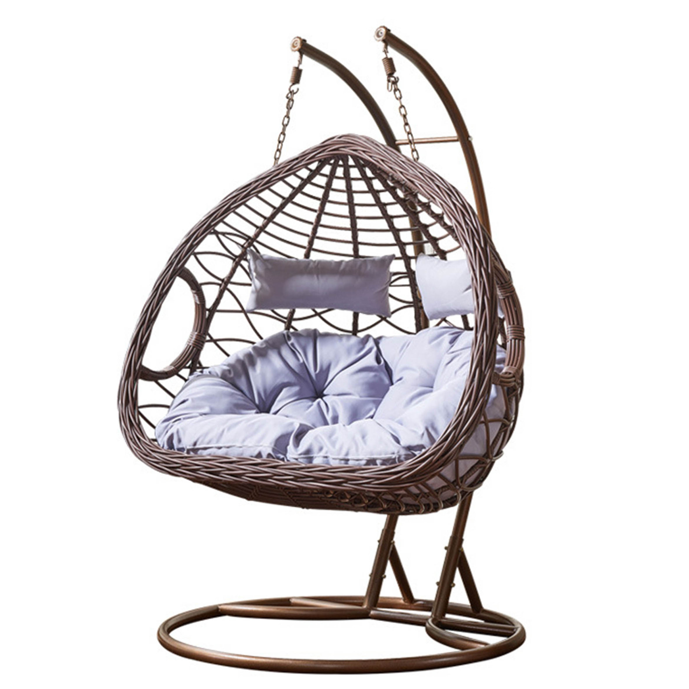 Swing Chair Iron High Cage Blue Room Back Ride Two Chairs,Design Egg Double Fabric Garden Indoor Cheap Grey Woven/