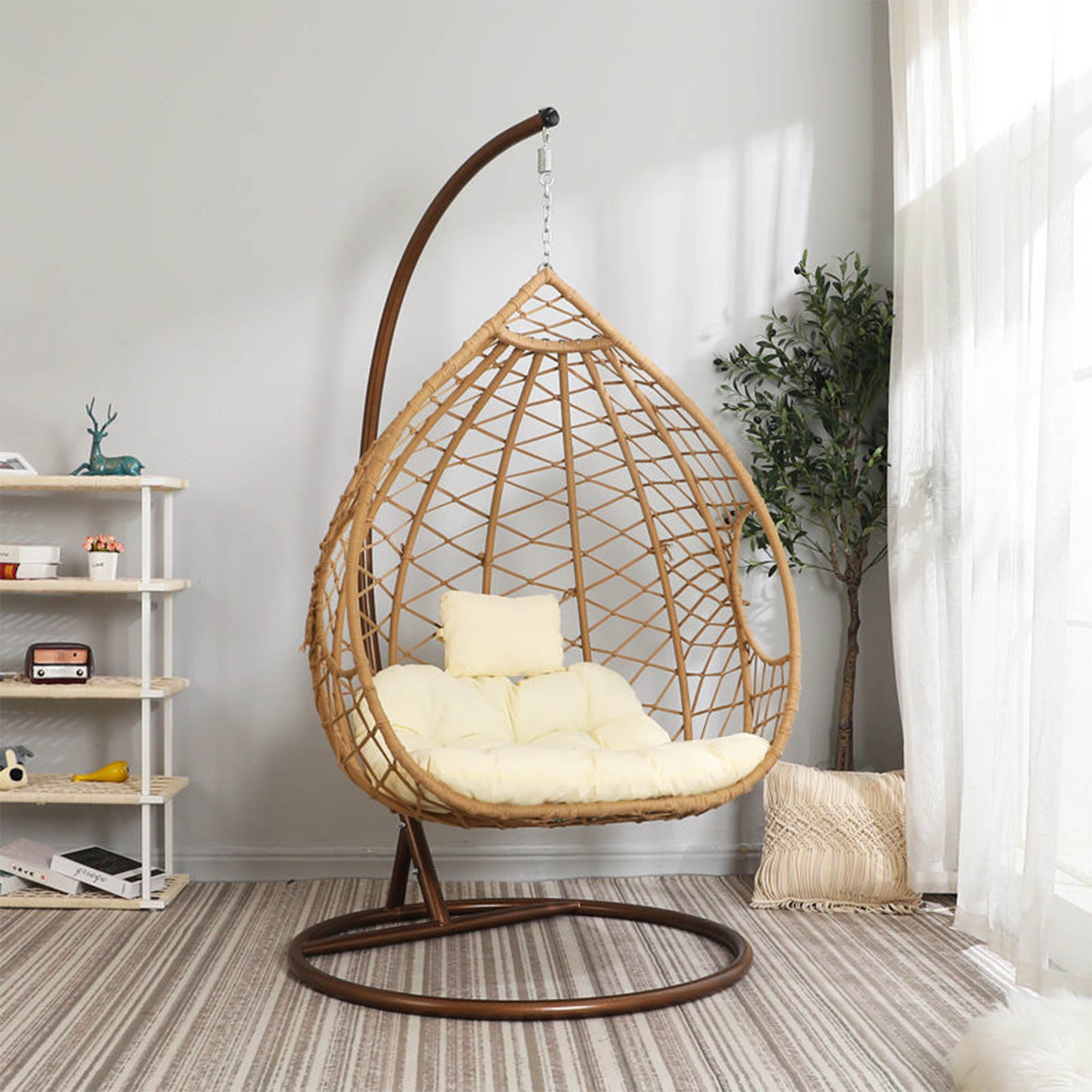 Water Drop Shaped Swing Chair White Rattan Egg Chair,Bird Nest Swing Circle Bird Nest Hanging Swing Chairs/