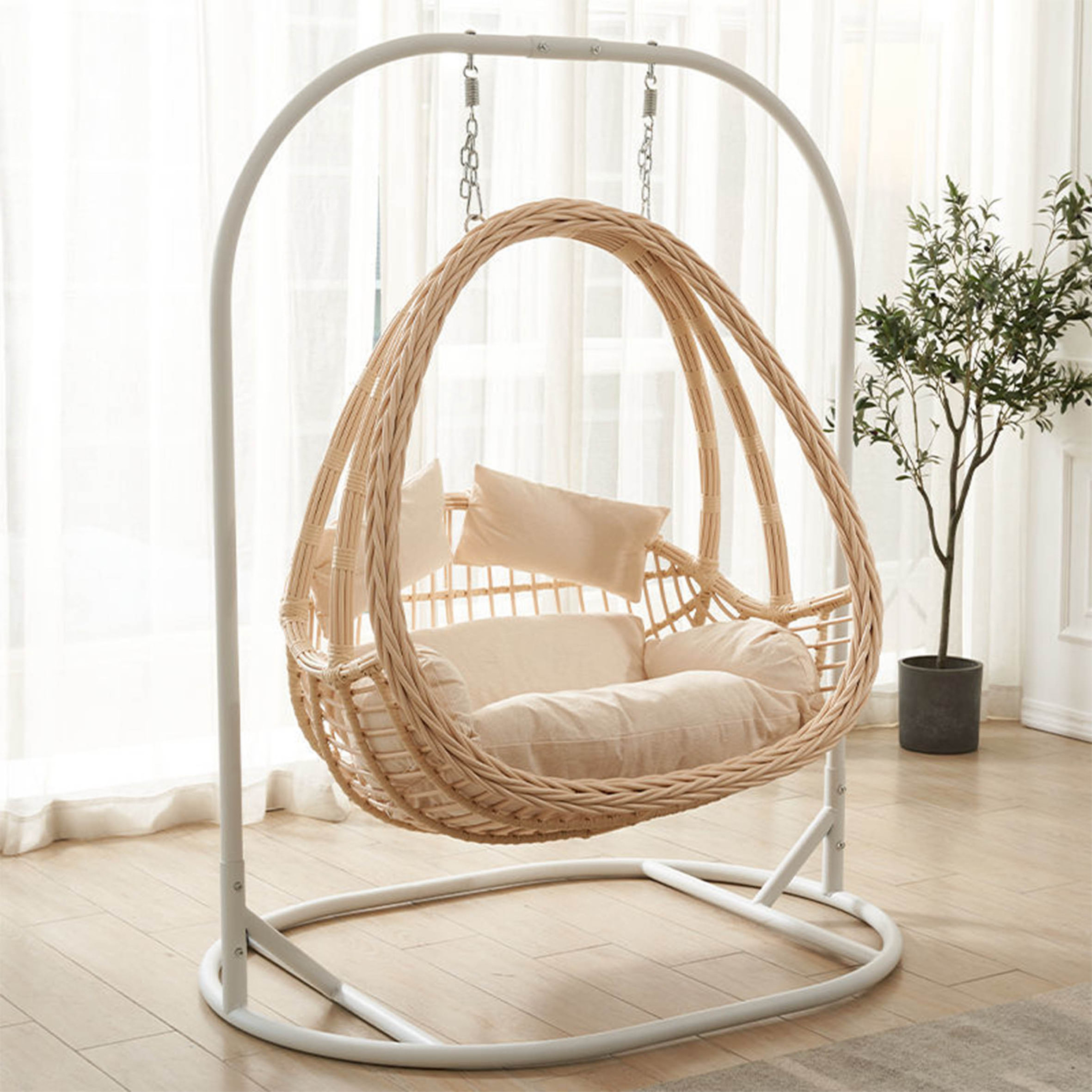 Outdoor furniture garden modern portable foldable patio hanging rattan,egg swing chair with stand/