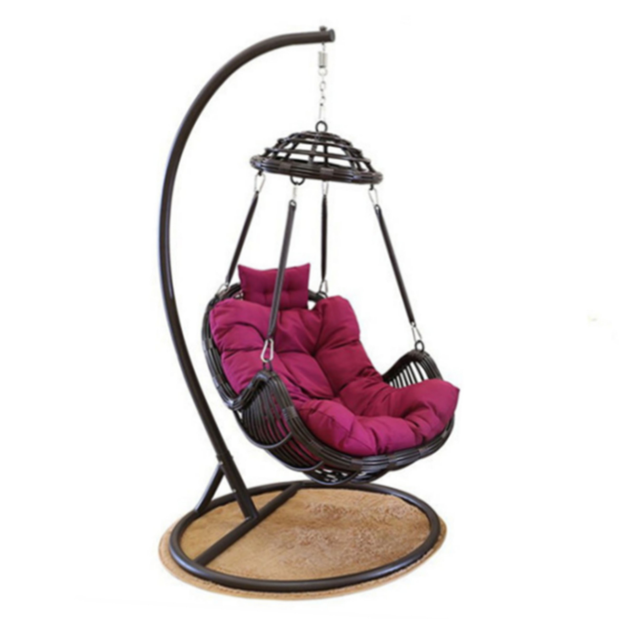 Outside courtyard single hanging wicker egg basket chair garden,cradle patio rattan macrame swing chair/