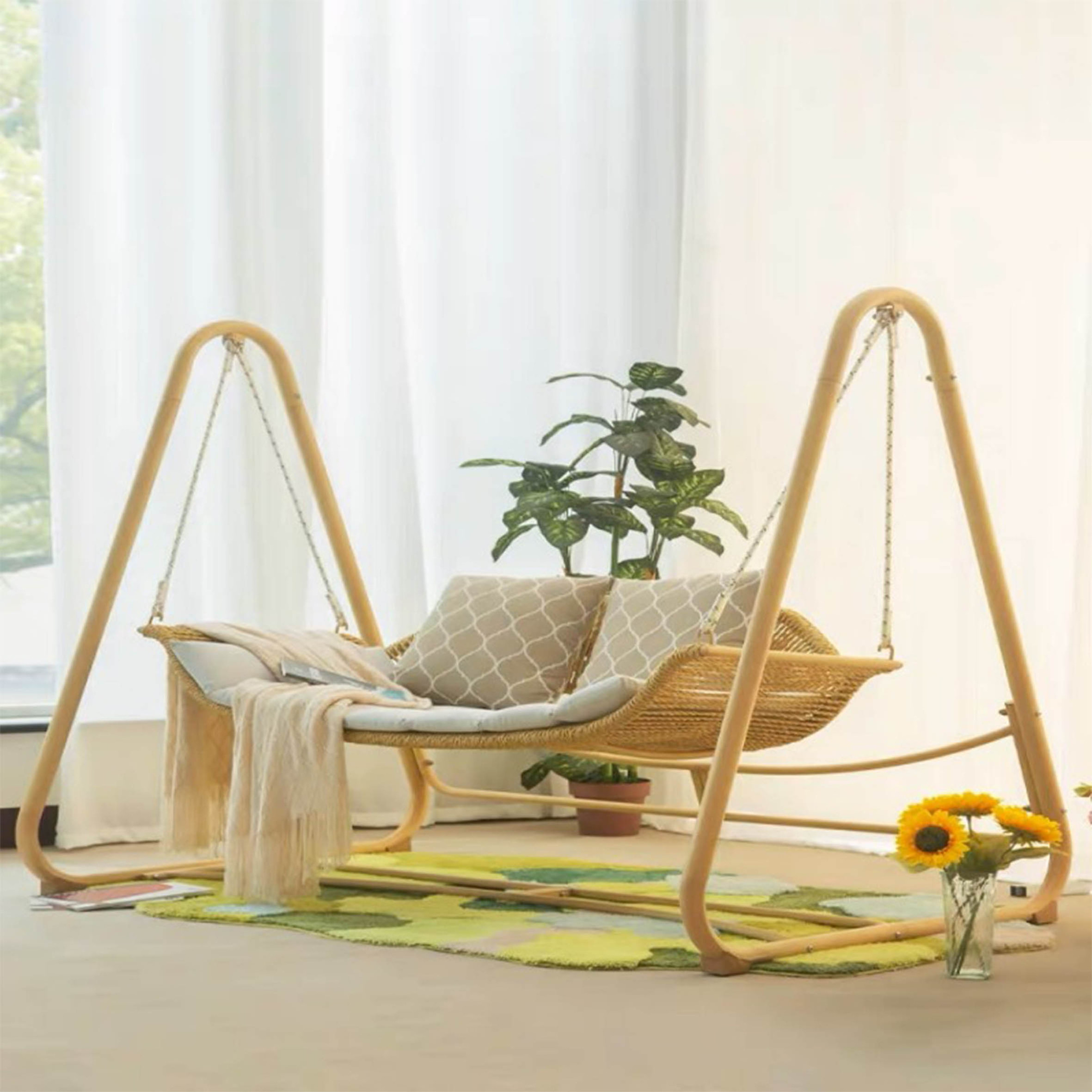 Modern And Elegant Hammock Basket Frame Hanging Outdoor Swing,Rattan Hammock Chair on The Block/