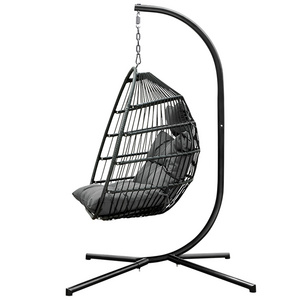 Outdoor Single Seat Garden Furniture Rattan Patio,Swings Hanging Egg Chair with Stand Pink Black Bag Green/