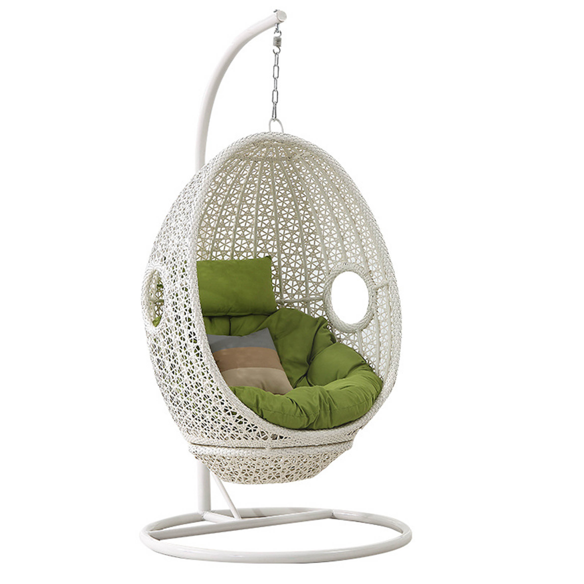 cheap indoor outdoor black white egg shaped basket hanging,garden patio wicker swing chair rattan cocoon egg chair with stand/