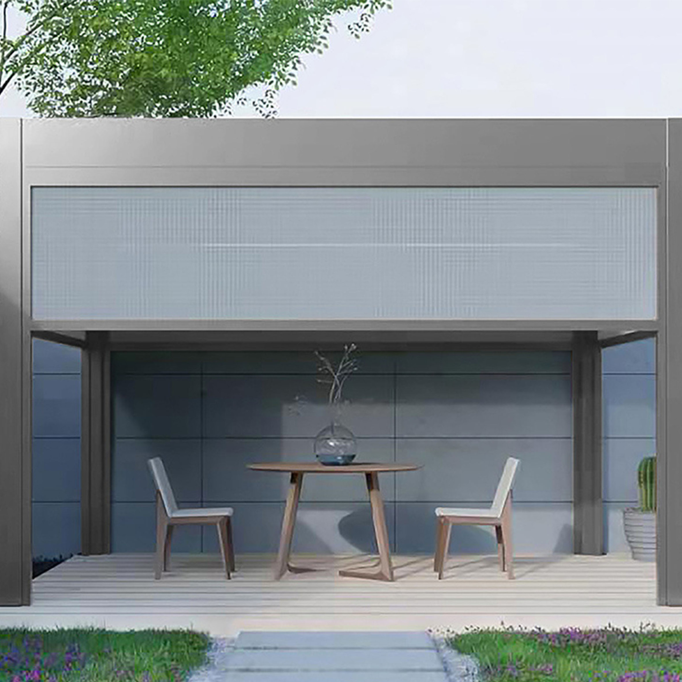 Customized Patio Garden Louver with Retractable,Awning Sunshade Canopy louver window with exhaust fan/