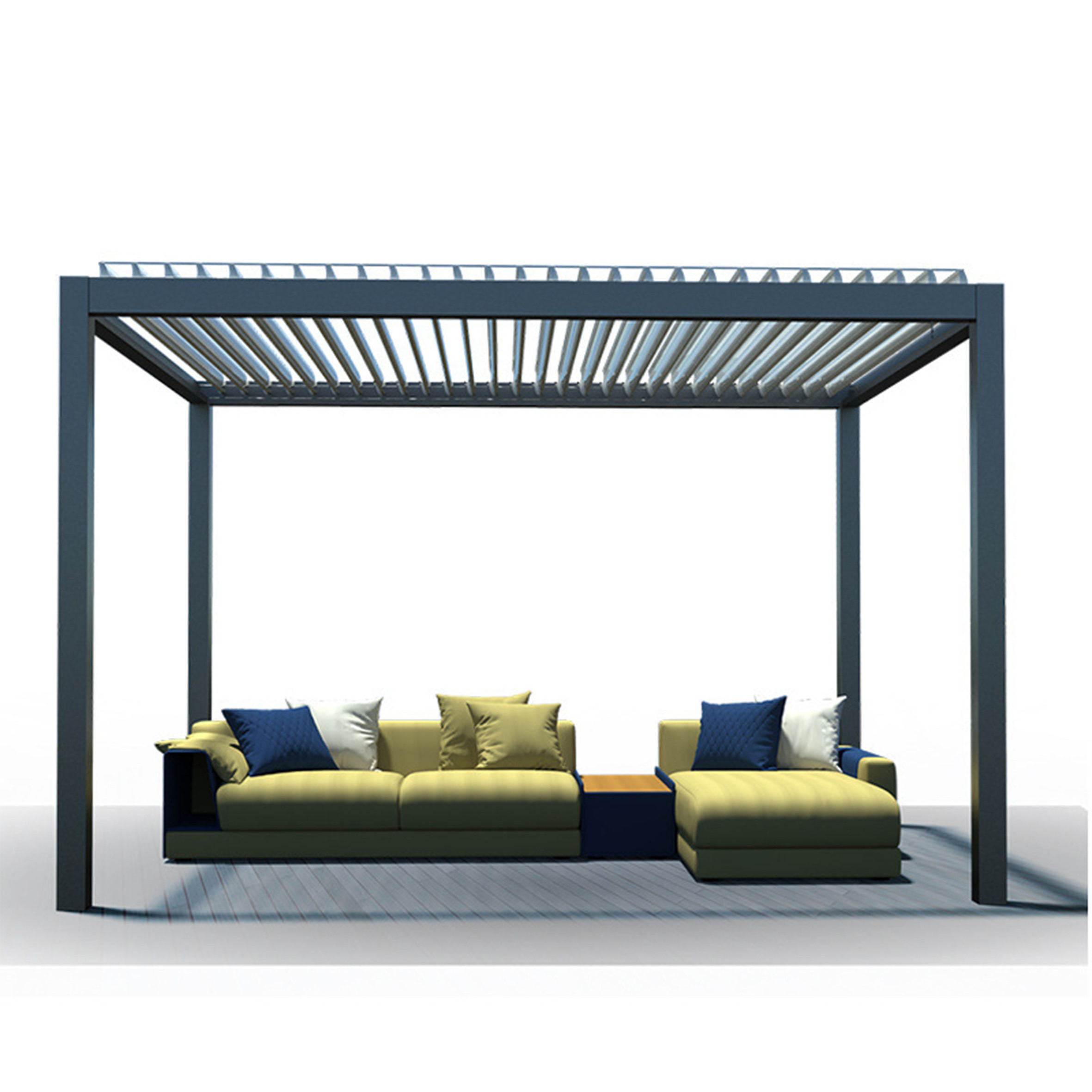 Outdoor Waterproof Awning Pergola,Automatic Aluminum Gazebo Retractable Roof with Side Blinds/