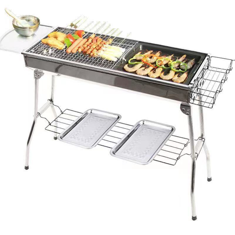 Folding Portable Stove Rectangle Stainless Steel,Lightweight BBQ Grill Stove for Outdoor Camping with stands/