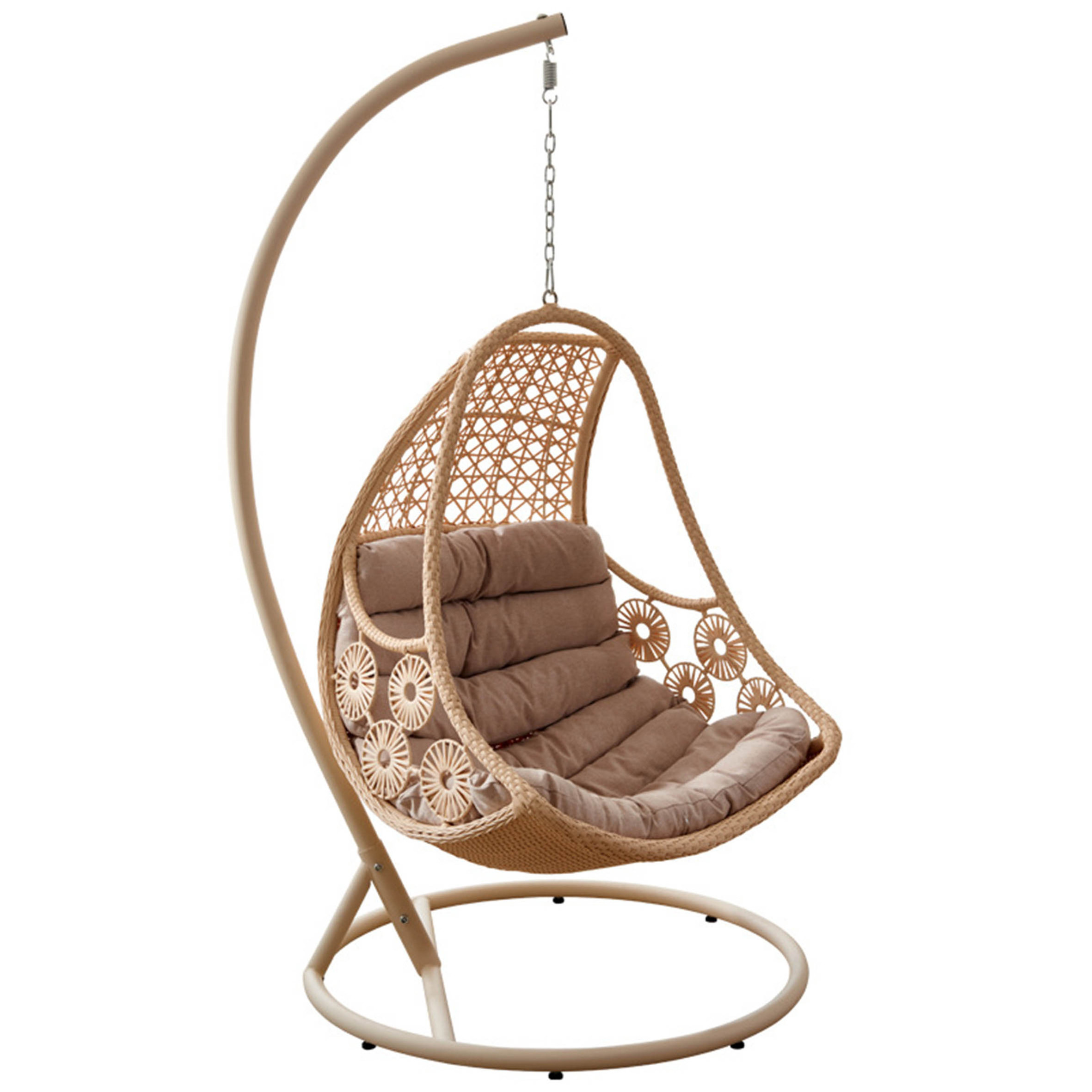 Outdoor Rattan Wicker Double Seat Hanging Egg Swing Chair,with Metal Stand Furniture Color Material Origin General Place Model/