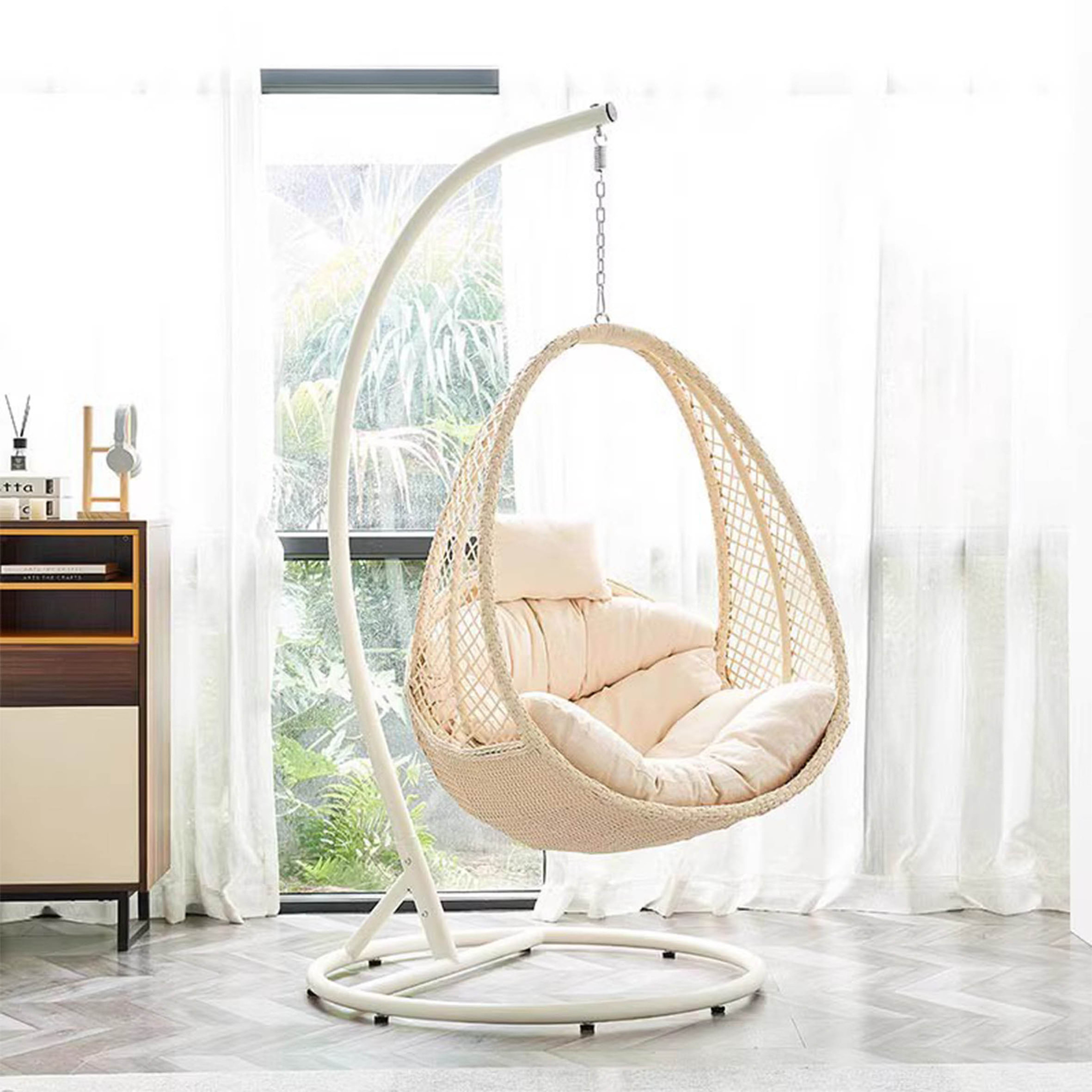 New arrival egg hanging basket wicker chair outdoor patio,hanging swing chair with stand rocking chair/