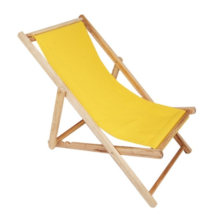 Custom logo Wood Beach Chair Adjustable Reclining Canvas Folding Chair moon chaise fishing silla lounge stoel deck chair