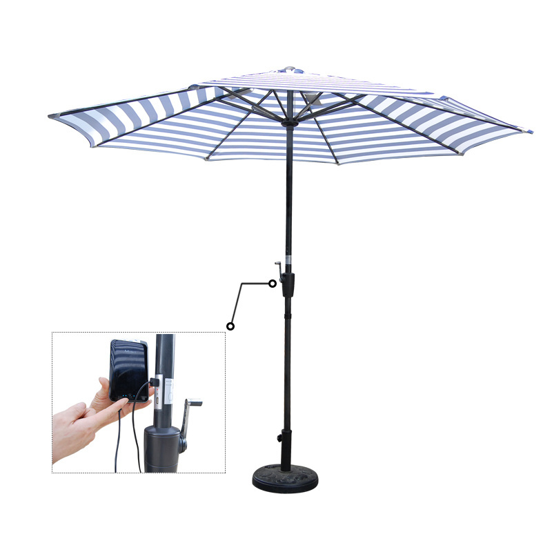 Latest design solar panel hot selling beach umbrella with power bank