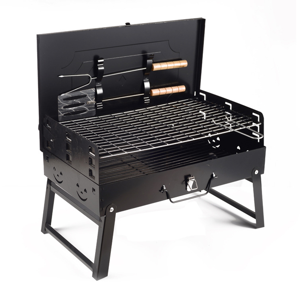 Folding Charcoal Barbecue Grill Stainless Steel BBQ Grill With,Grill Cleaning Brush Portable Outdoor Patio Suitable For Family/