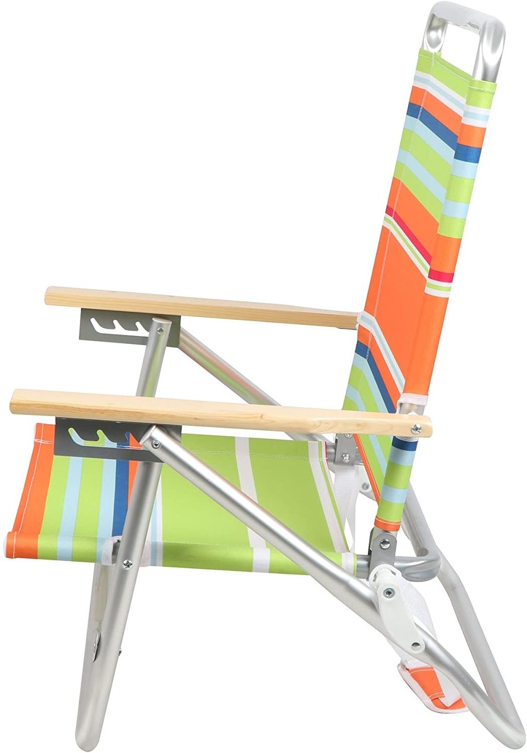 PORTAL Aluminum Lightweight 4-Way Back Folding Beach Chair Classic Wood Handle Camp Cup Holder Padded Carry Strap Chairs//