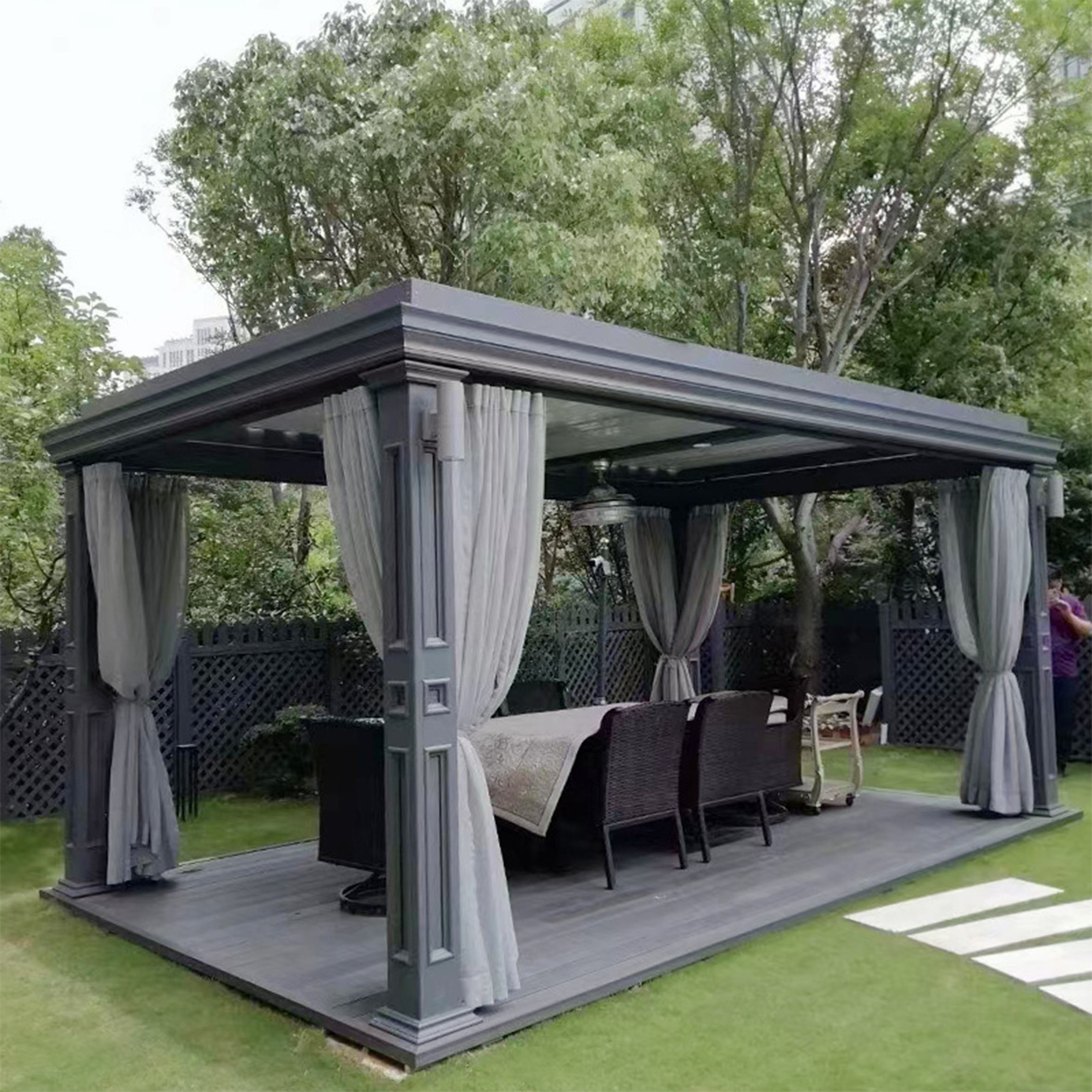 Factory Direct Custom Adjustable 3x3m 3x4m 3x6m,4x4m Waterproof Manual Aluminum Louvered Outdoor Gazebo Pergola/