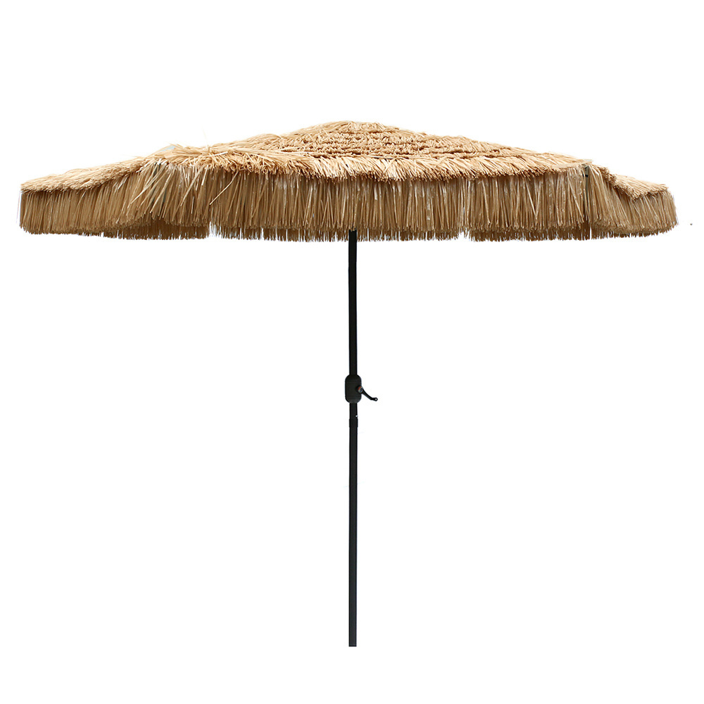 82 Feet Thatched Hula Beach Crank Open,System in Natural Retro Style straw beach Umbrellas/