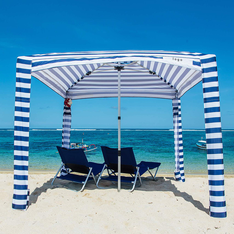 6ft Premium Canvas Beach Canopy Portable Aluminum Beach Shade Umbrella Cool Cabana