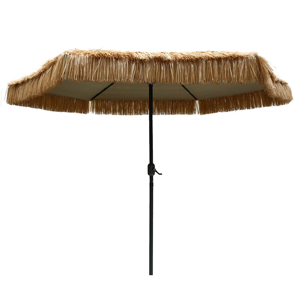 Patio Umbrellas with Fringe Outdoor Tassel Umbrellas,UPF50 Steel Pole and Steel Ribs Push Button Tilt/