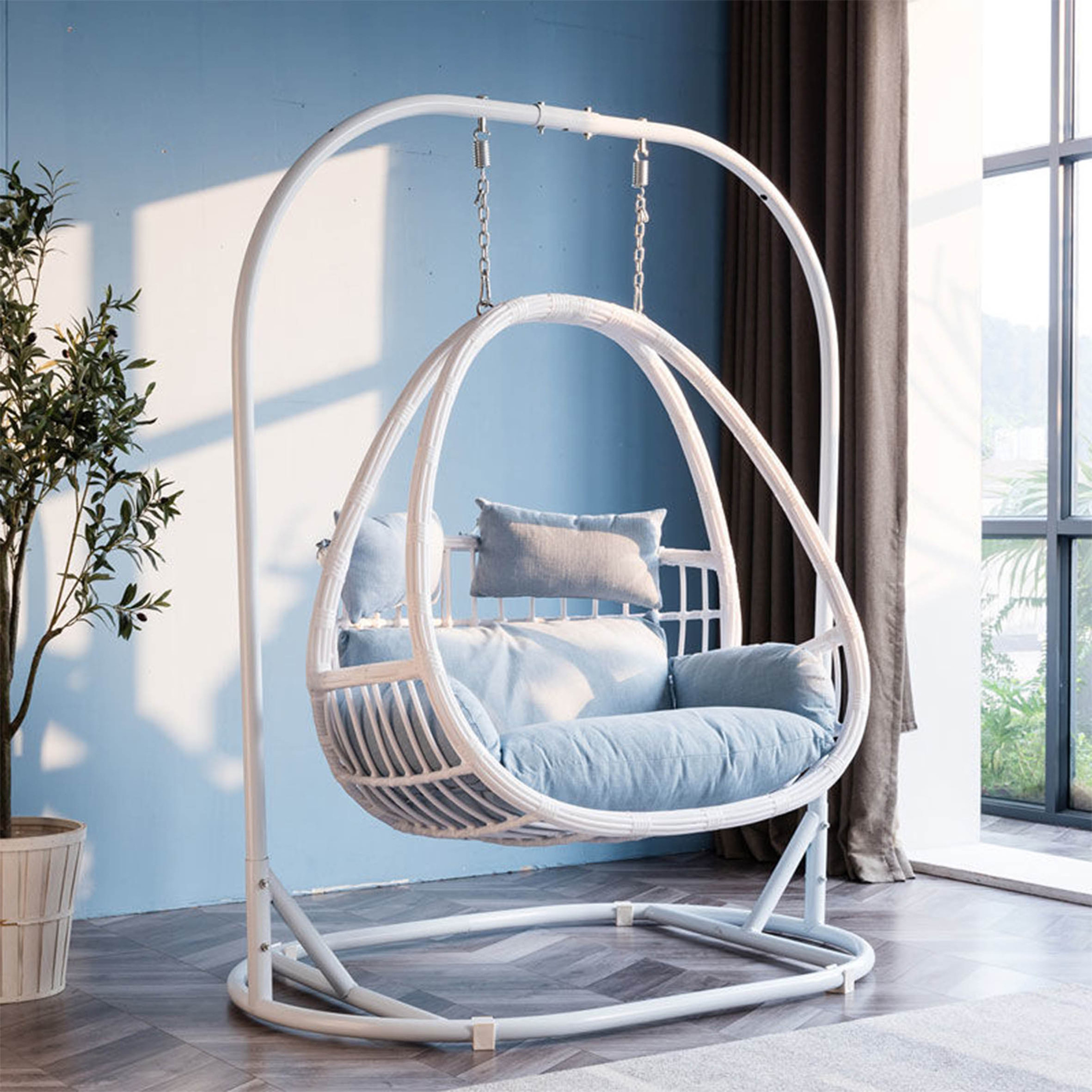 Egg Chair Double White Black Indoor Swing Furniture Steel,Reclining Ratan Indian For Baby Hanggingn Swivel Oval Philippines/