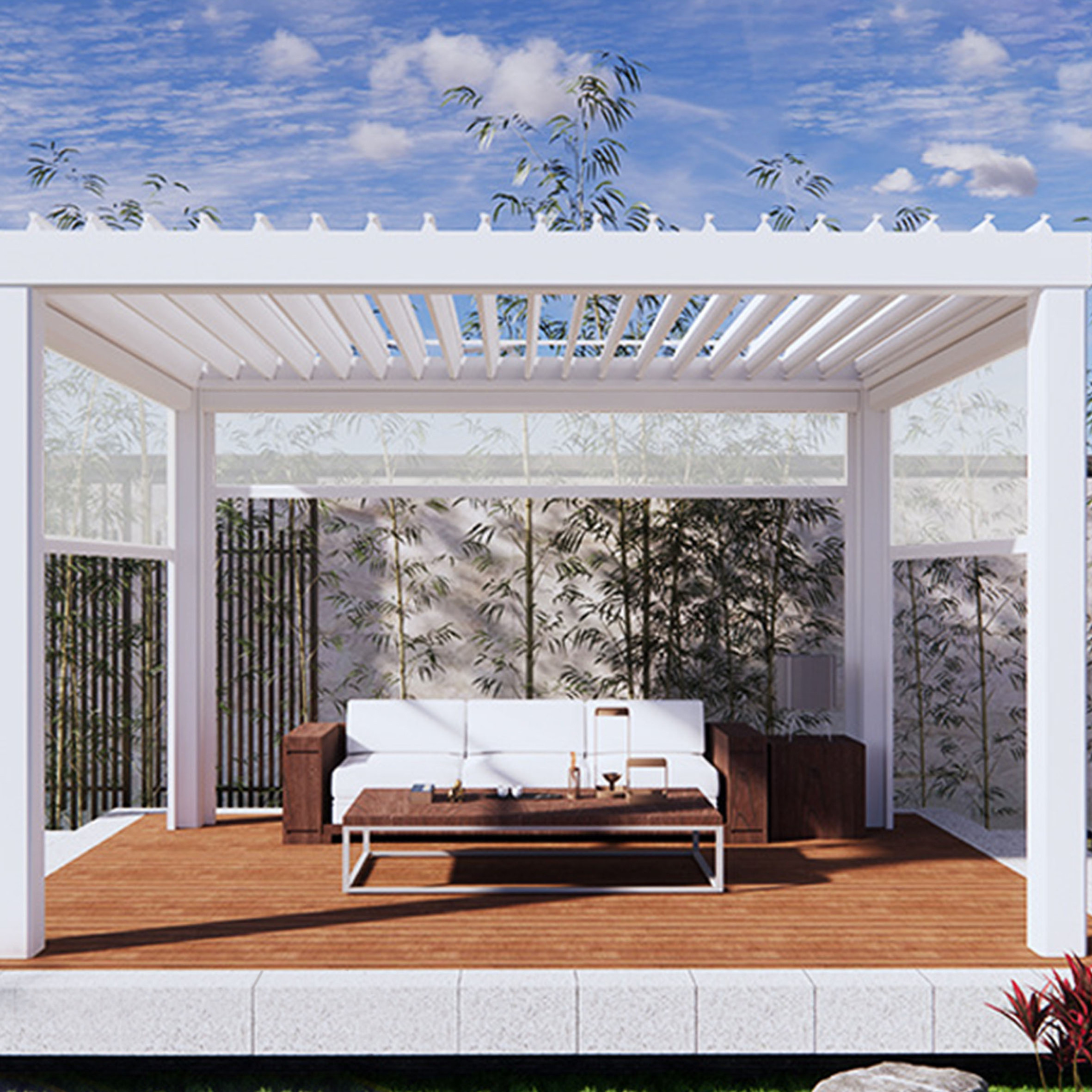 Sustainable Sun shade outdoor rainproof,automatic aluminum garden patio louver roof pergola 3x4/