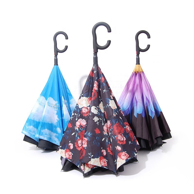 Pattern Design Custom Hands-free Reverse Umbrella Upside Down