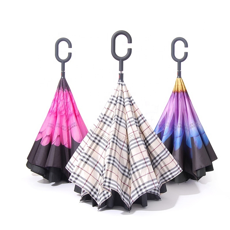 Pattern Design Custom Hands-free Reverse Umbrella Upside Down