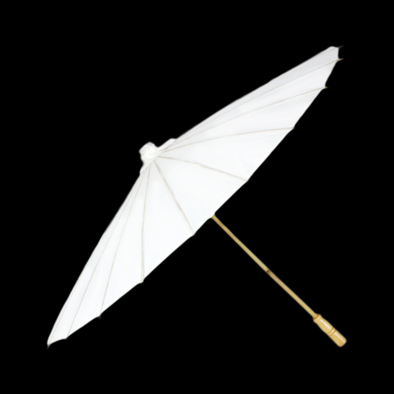 Personalized Gift Custom Chinese Classical Style Straight Weeding  Traditional Handmade White Oil Paper Umbrella