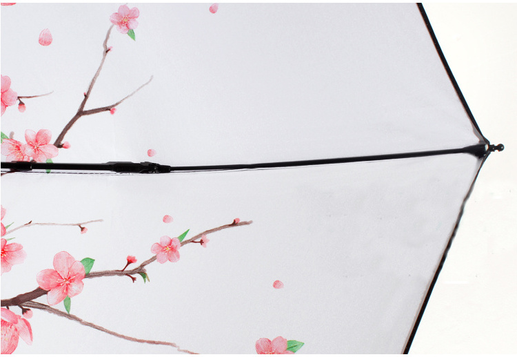 Delicate Art Design Cherry Blossom 3 Fold Custom Full Floral Sakura Print Umbrella With Digital Print