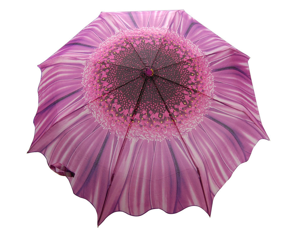 Heat Transfer Print Advertisement Full Printed Automatic Japanese Purple Flower Design Patio Umbrella