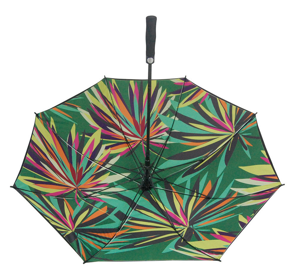 The Newest Promotional High Quality Fiberglass Frame Sublimation Full Color Printed Custom Double Layer Golf Umbrella