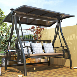 Swing With Canopy Metal Frame Outdoor All Weather Patio,Garden Furniture Set Outdoor Swing For Adult Children Swing Chair/