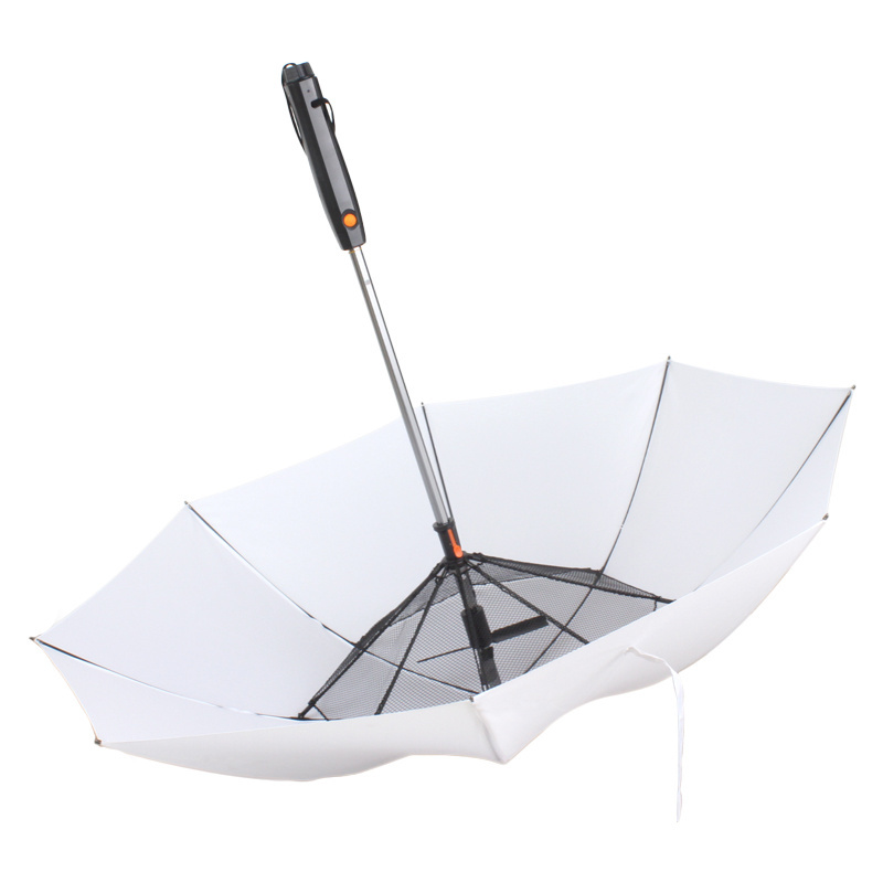 Outdoor Long Straight Handle Fan Umbrella With Fan And Magic Bottle Water Spray