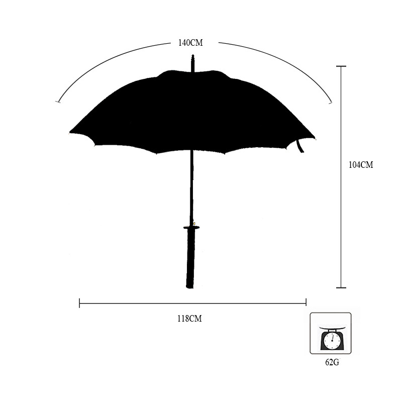 Custom Logo Big knife umbrellas long handle sunny umbrellas women lady Self-defense straight umbrella