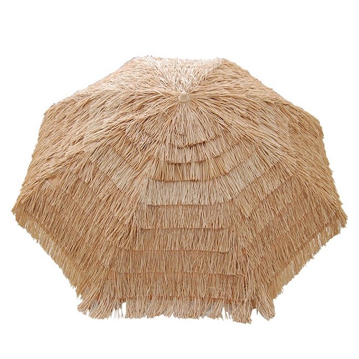 Natural Retro Style Hawaii Thatch Outdoor Straw Beach Umbrella With Fringe