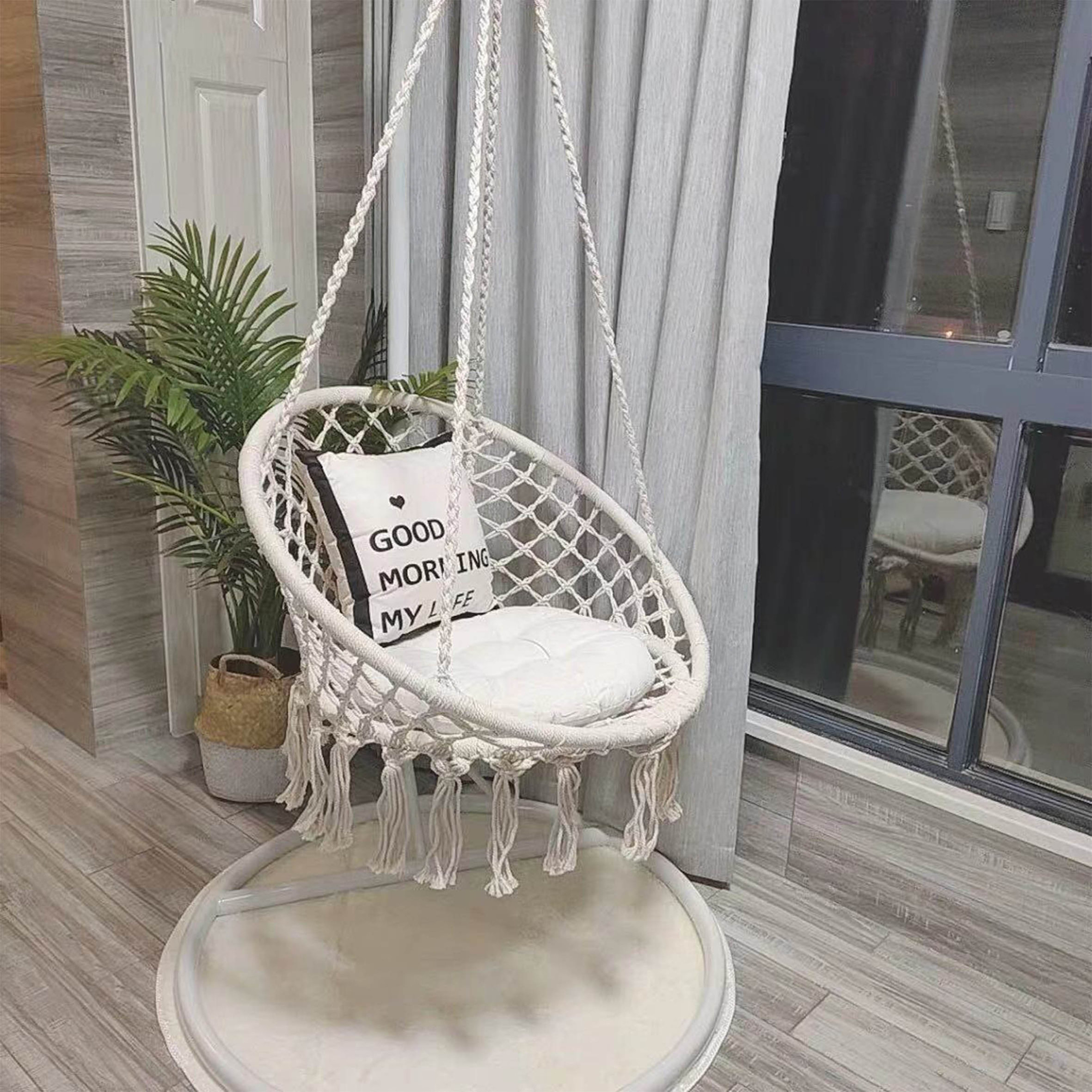 Outdoor Rattan Wicker Double Seat Hanging Egg Swing Chair,with Metal Stand Furniture Color Material Origin General Place Model/