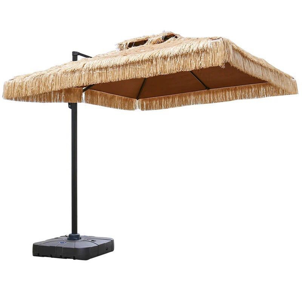 Patio Umbrellas with Fringe Outdoor Tassel Umbrellas,UPF50 Steel Pole and Steel Ribs Push Button Tilt/