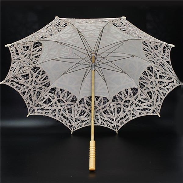 Fantastic bride white chinese decorate lace parasol umbrella for wedding