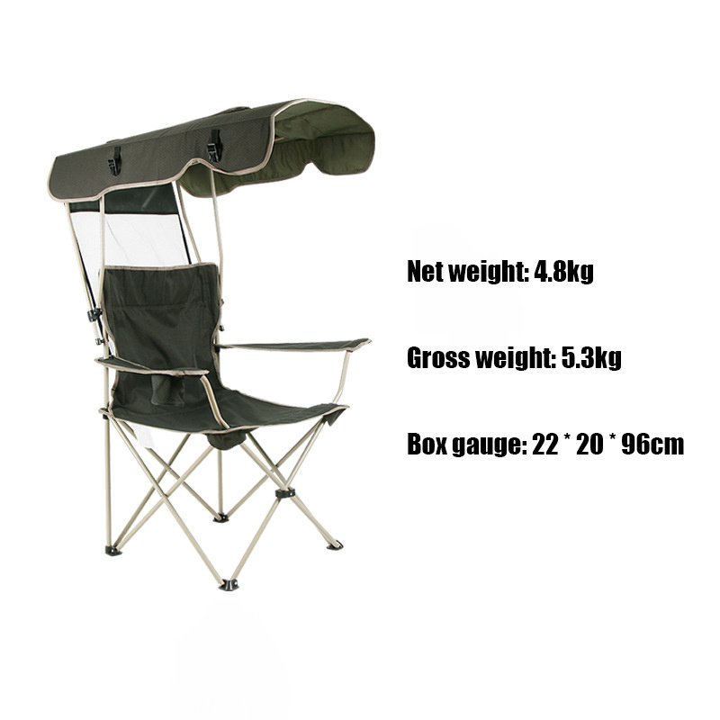 With Sunshade Portable Aluminum Frame Gray Recliner Folding Beach Backrest Shed Camping Fishing Outdoor Chairs//